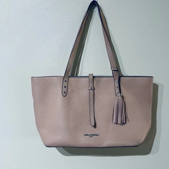 Karl Lagerfeld “Toby” Blush Pink Leather Tote with Tassel Charm - Picture 2 of 16
